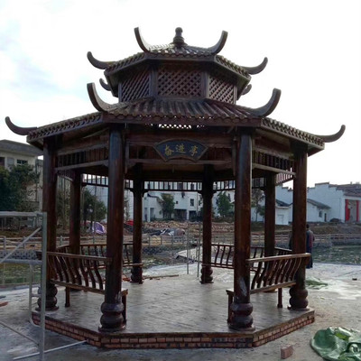 景觀涼亭 景觀園林工程 仿古涼亭 古建磚瓦廠 小青瓦涼亭 防腐木長廊 古建涼亭廠家 六角涼亭